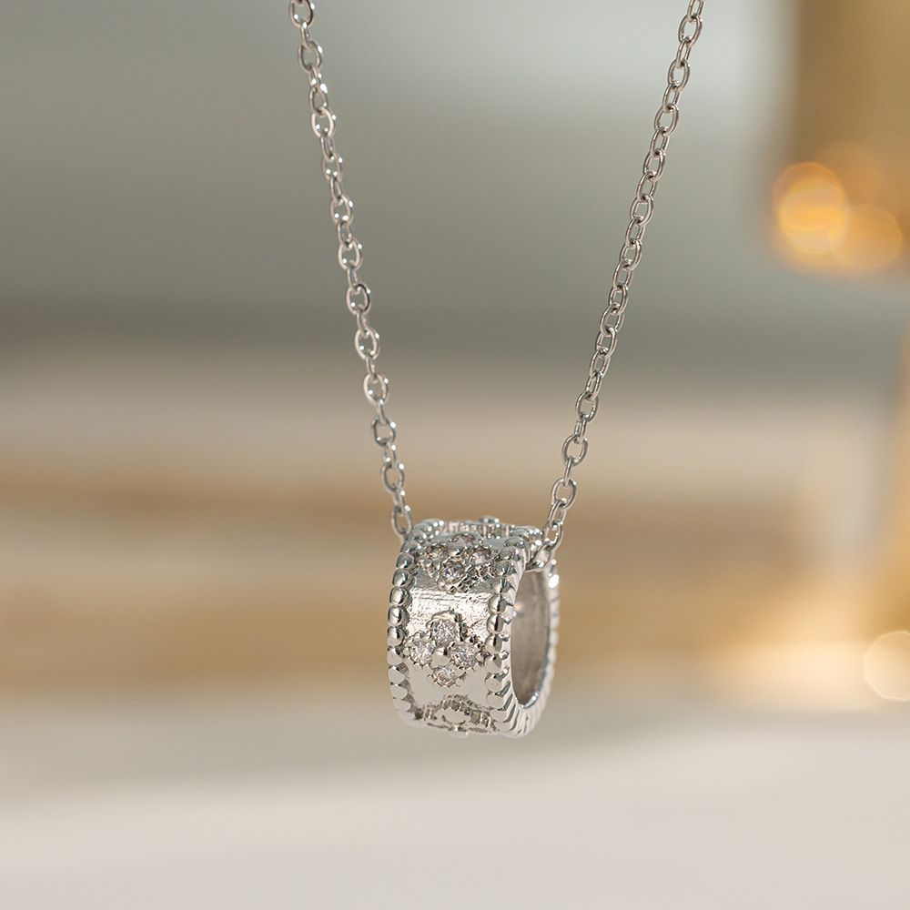 MYKI Barrel Pendant Necklace with Crystals (MK880S-SSYI)