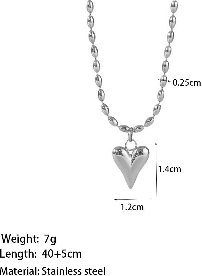 MYKI Heart Pendant with Beaded Chain Necklace (MK885-SSYI)