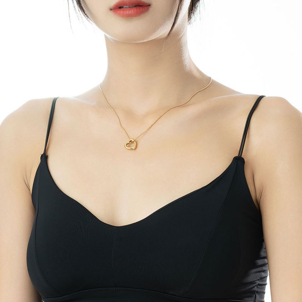 MYKI Gold-Plated Open Heart Pendant Necklace (MK905G-SSYI)