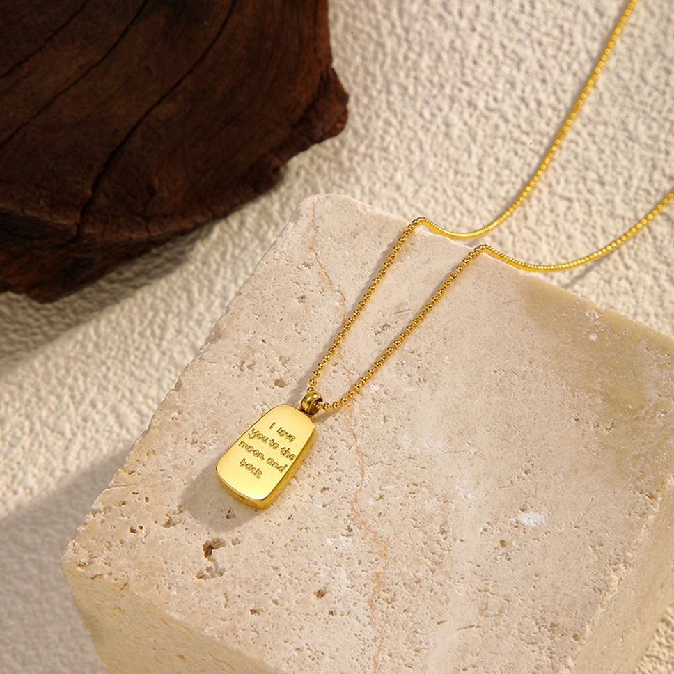 MYKI Anti-Tarnish Love Quote Gold Necklace - 'I Love You to the Moon and Back' (MK934G-SSYI)