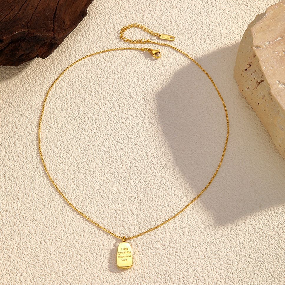 MYKI Anti-Tarnish Love Quote Gold Necklace - 'I Love You to the Moon and Back' (MK934G-SSYI)