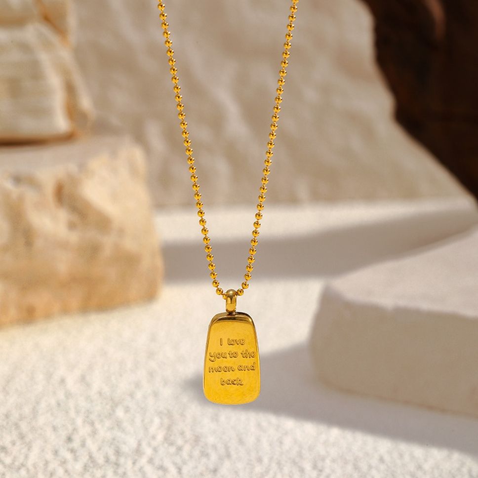 MYKI Anti-Tarnish Love Quote Gold Necklace - 'I Love You to the Moon and Back' (MK934G-SSYI)