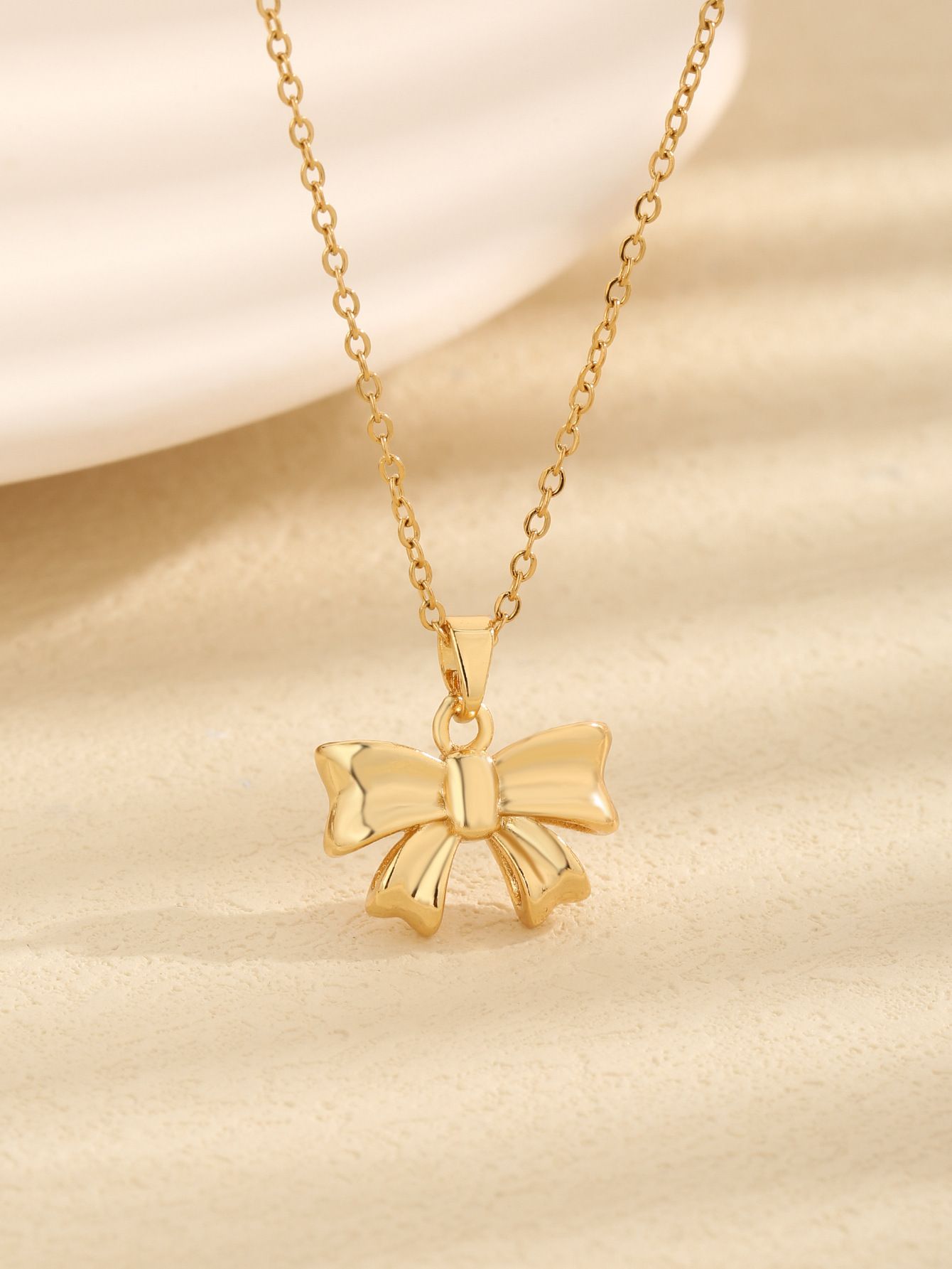 MYKI Anti-Tarnish Elegant Bow Gold Necklace (MK935G-SSYI)