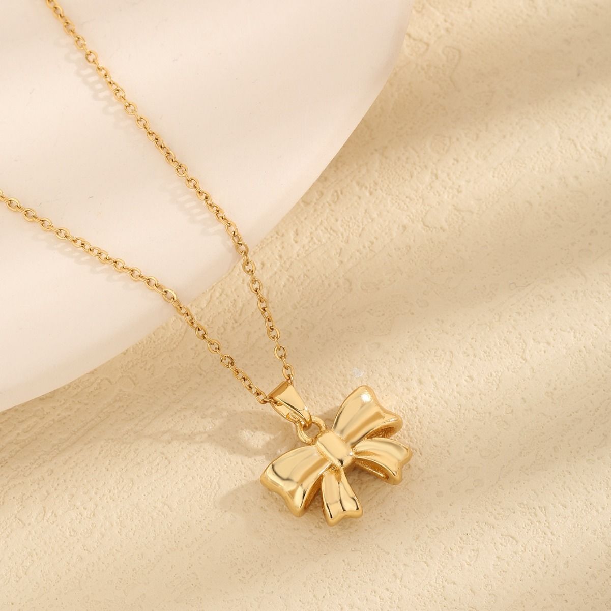 MYKI Anti-Tarnish Elegant Bow Gold Necklace (MK935G-SSYI)