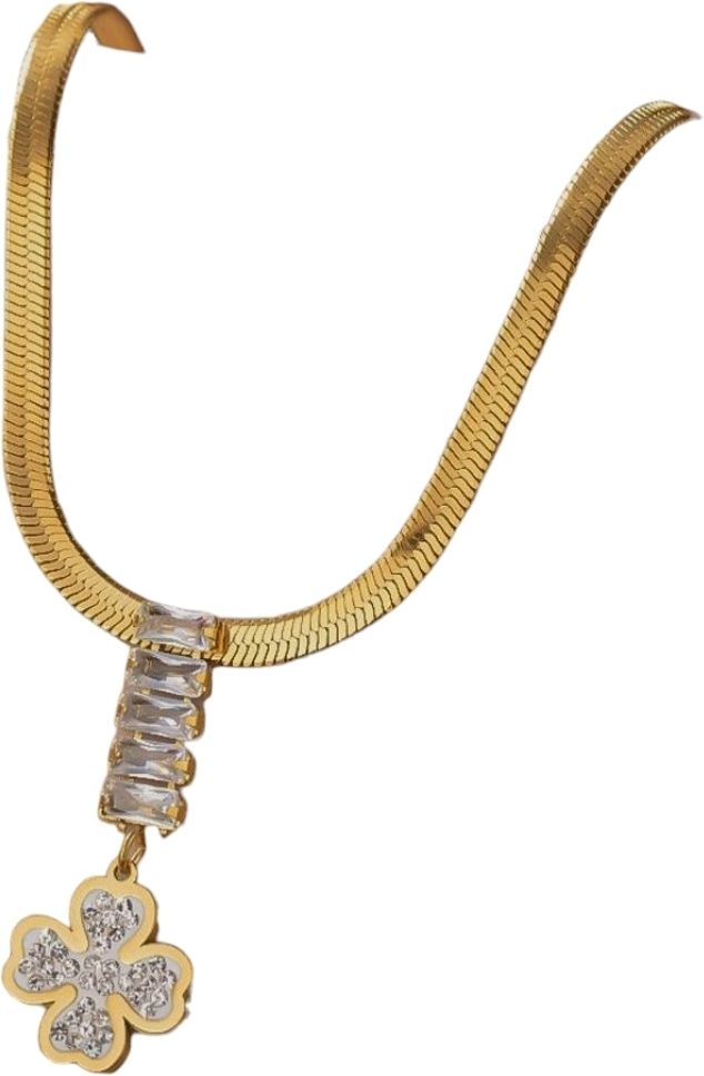 MYKI Anti-Tarnish Crystal Clover Pendant Necklace (MK938G-SSYI)
