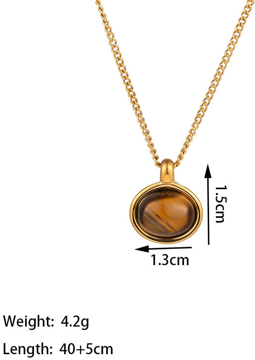 MYKI Anti-Tarnish Tiger Eye Stone Gold Necklace (MK948G-SSYI)