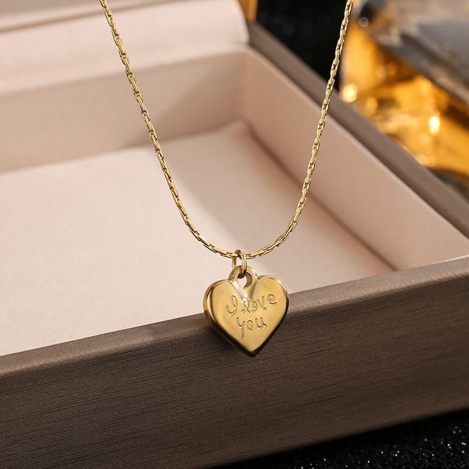 MYKI Anti-Tarnish Heart Love Gold Necklace (MK963G-SSYI)