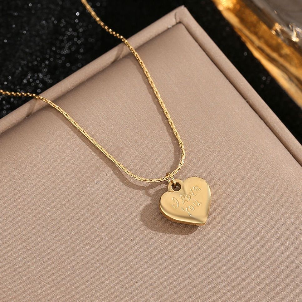 MYKI Anti-Tarnish Heart Love Gold Necklace (MK963G-SSYI)