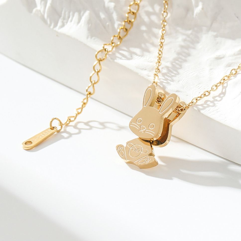 MYKI Anti-Tarnish Bunny Charm Gold Necklace (MK964G-SSYI)