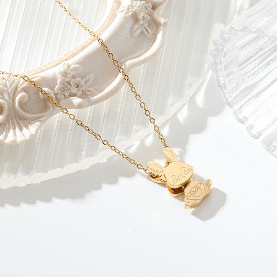 MYKI Anti-Tarnish Bunny Charm Gold Necklace (MK964G-SSYI)