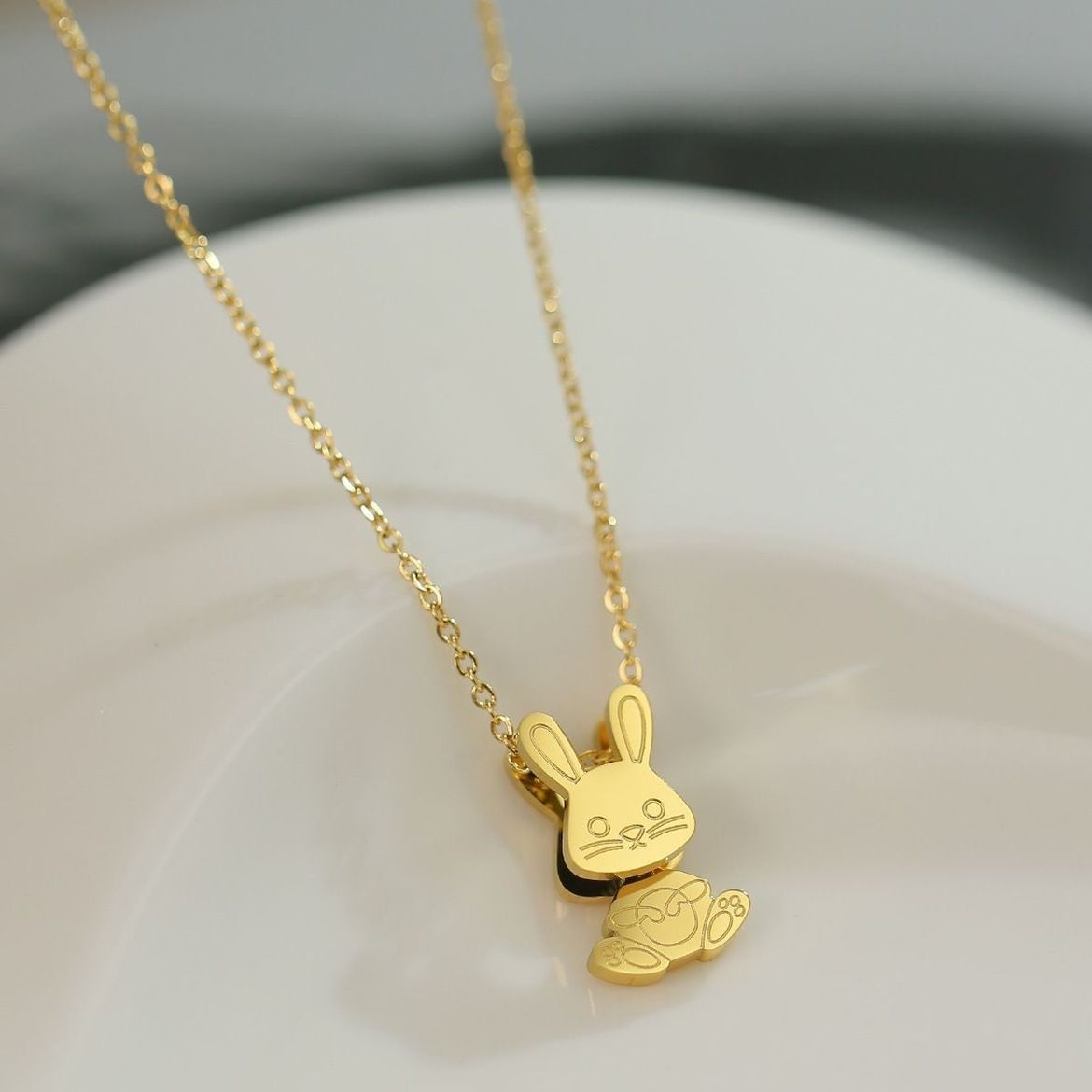 MYKI Anti-Tarnish Bunny Charm Gold Necklace (MK964G-SSYI)