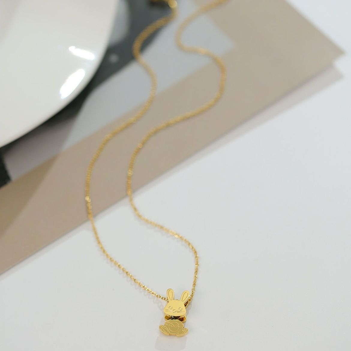 MYKI Anti-Tarnish Bunny Charm Gold Necklace (MK964G-SSYI)