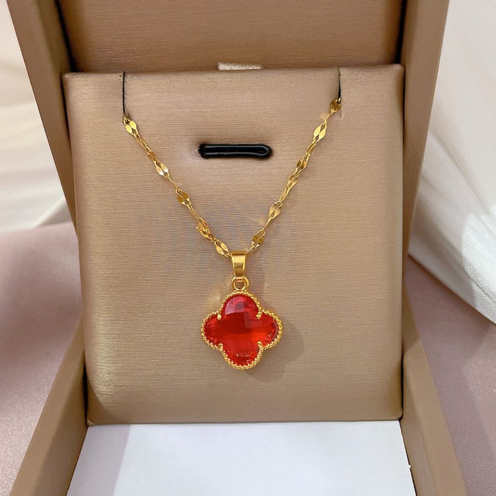 MYKI Anti-Tarnish Clover Pendant Necklace (MK966-SSYI)
