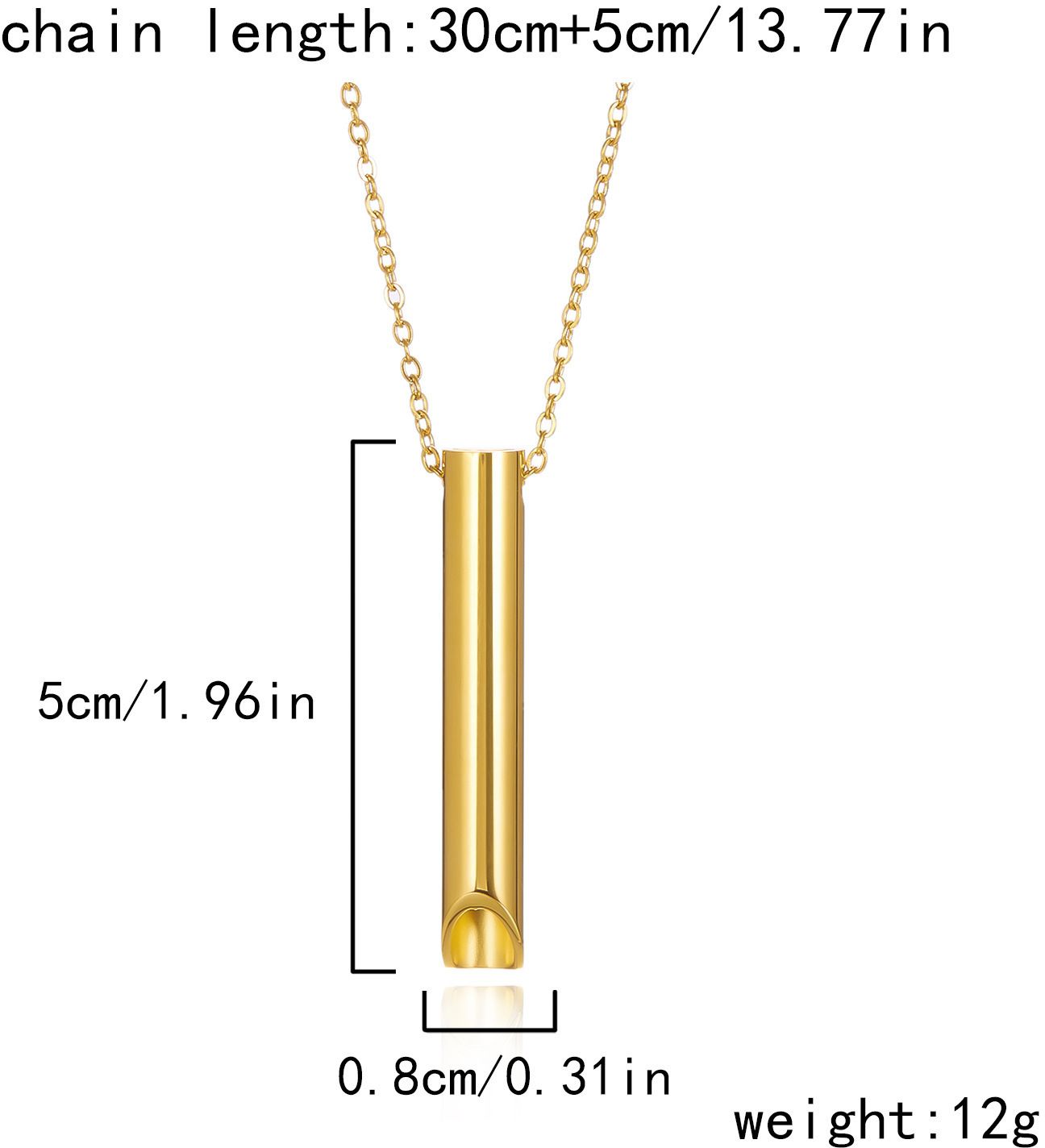 MYKI Anti-Tarnish Stainless Steel Tube Pendant Chain (MKMC112-MPC)