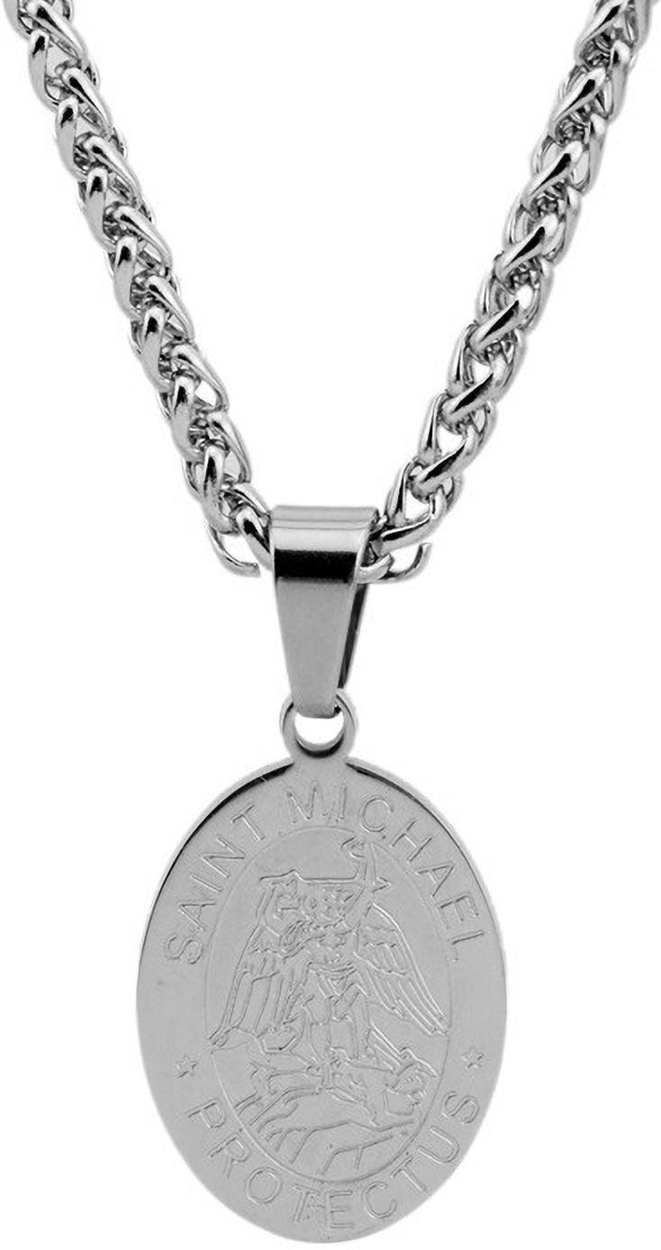 MYKI Anti-Tarnish Saint Michael Oval Pendant (MKMC114-MPC)