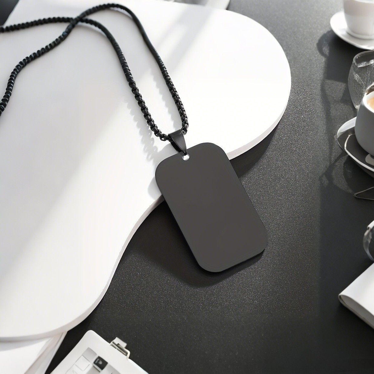 MYKI Anti-Tarnish Matte Tag Pendant (MKMC115-MPC)