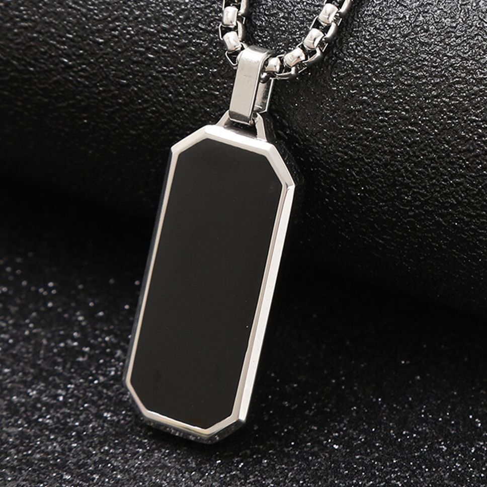 MYKI Anti-Tarnish Octagon Black Pendant Necklace – Short (MKMC120S-MPC)
