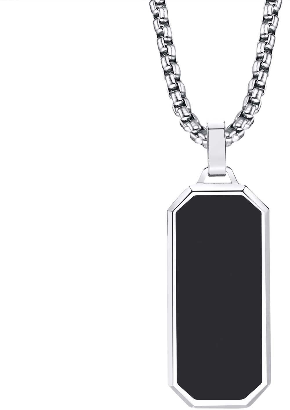 MYKI Anti-Tarnish Octagon Black Pendant Necklace – Short (MKMC120S-MPC)