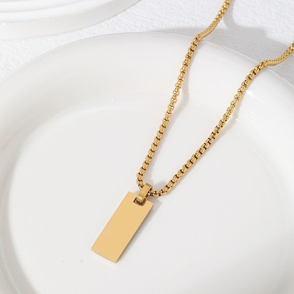 MYKI Anti-Tarnish Mini Rectangle Pendant Necklace (MKMC122-MPC)