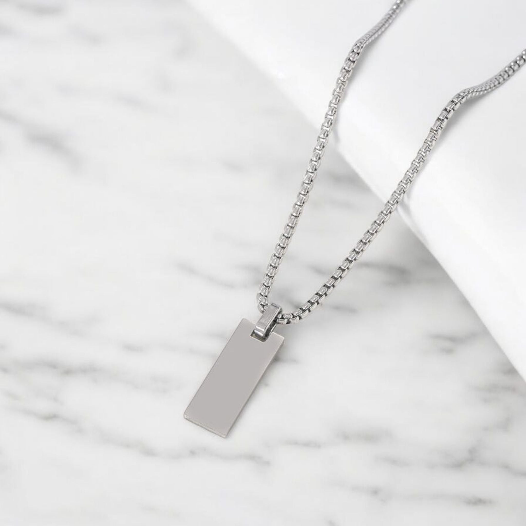 MYKI Anti-Tarnish Mini Rectangle Pendant Necklace (MKMC122-MPC)