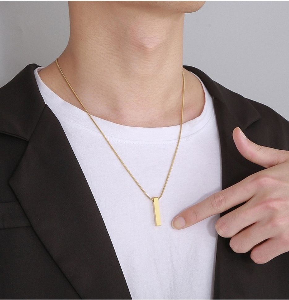 MYKI Anti-Tarnish Bar Stick Pendant Necklace (MKMC124-MPC)