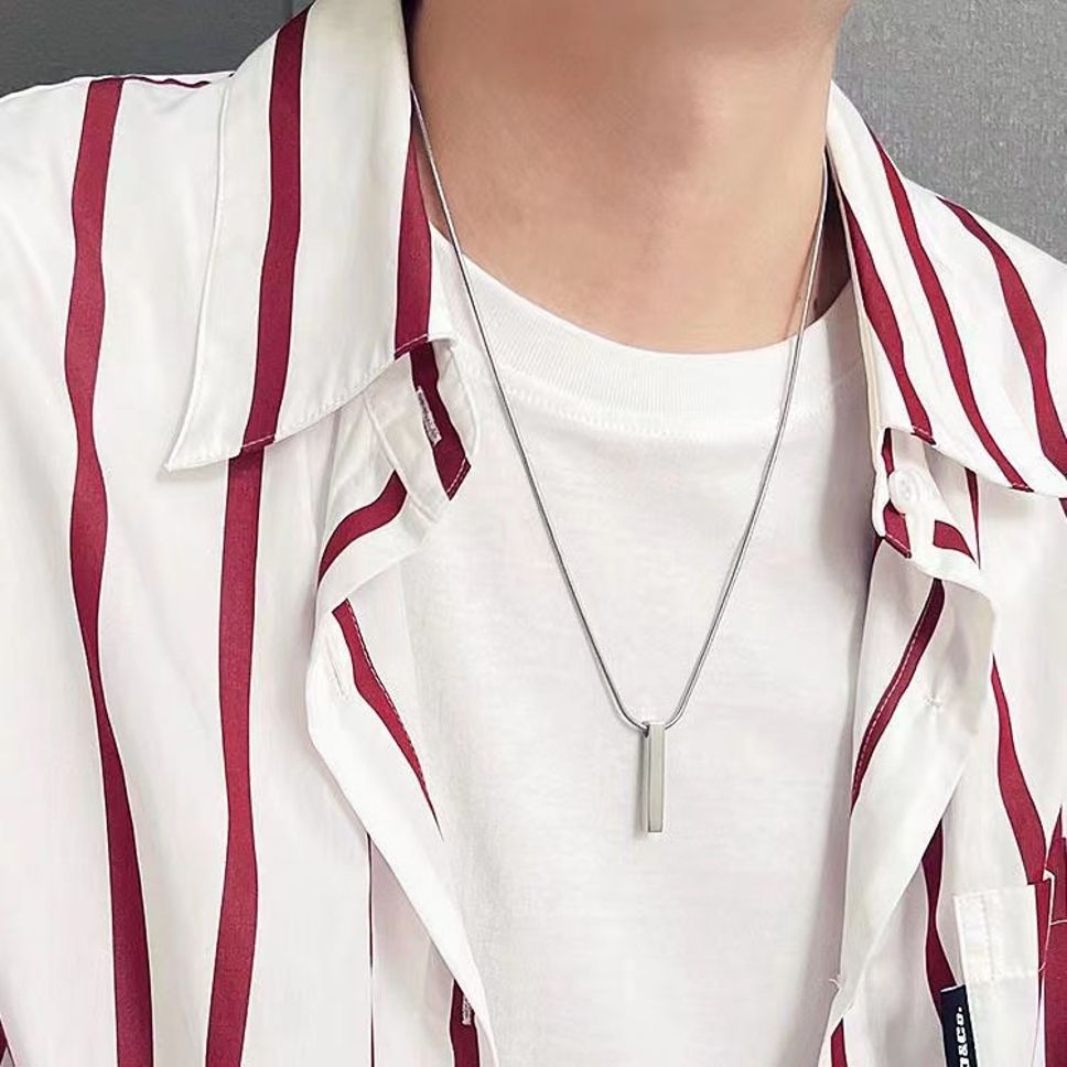 MYKI Anti-Tarnish Bar Stick Pendant Necklace (MKMC124-MPC)