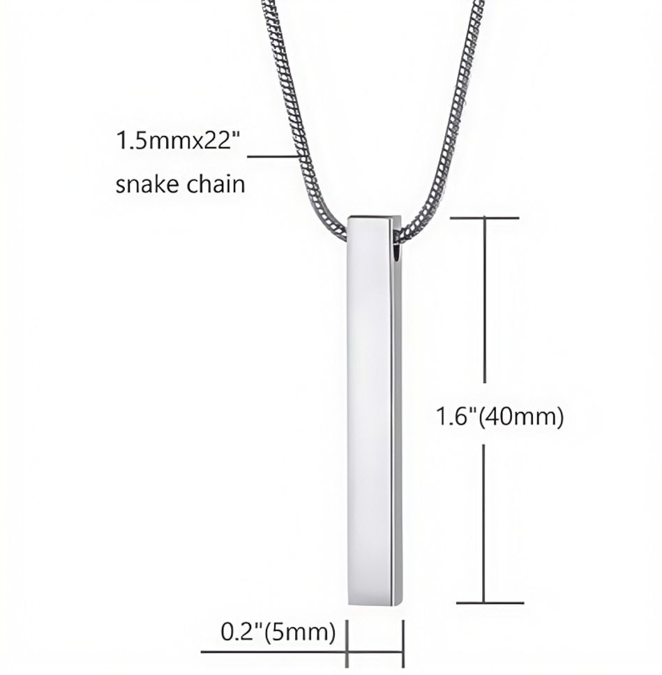 MYKI Anti-Tarnish Bar Stick Pendant Necklace (MKMC124-MPC)