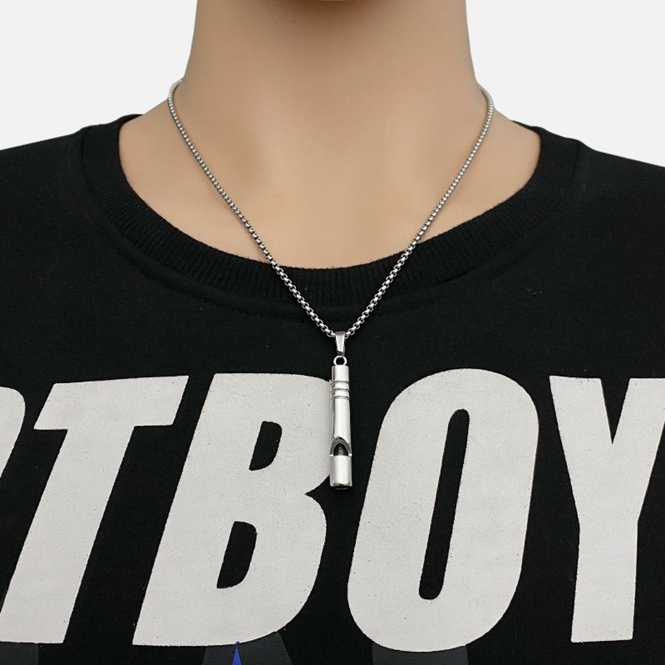 MYKI Anti-Tarnish Whistle Pendant Necklace – Silver (MKMC127S-MPC)