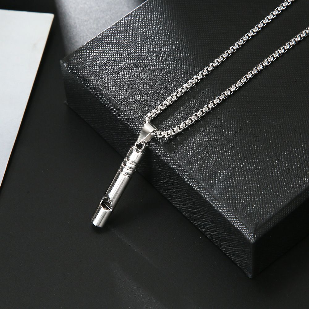 MYKI Anti-Tarnish Whistle Pendant Necklace – Silver (MKMC127S-MPC)