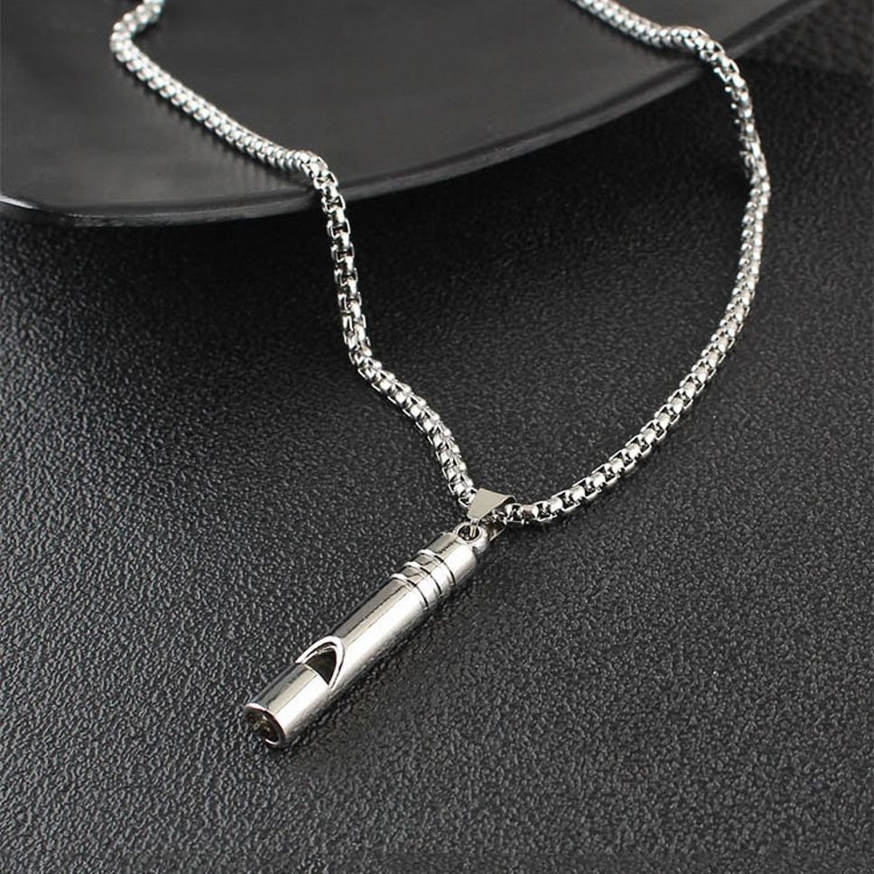 MYKI Anti-Tarnish Whistle Pendant Necklace – Silver (MKMC127S-MPC)