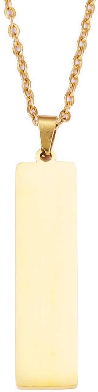 MYKI Anti-Tarnish Vertical Rectangle Tag Pendant Necklace – Gold (MKMC128G-MPC)