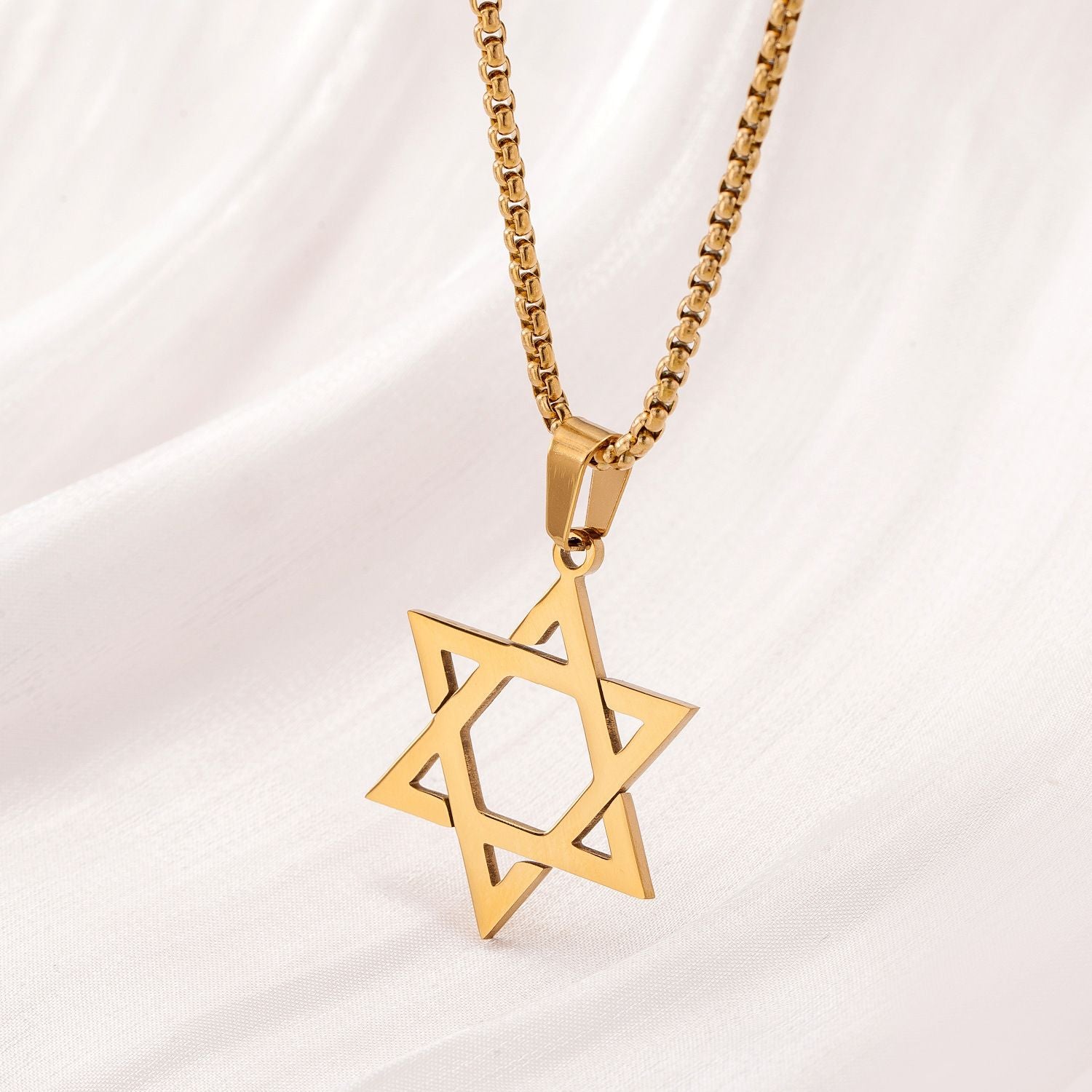 MYKI Anti-Tarnish Star of David Pendant Necklace (MKMC129-MPC)