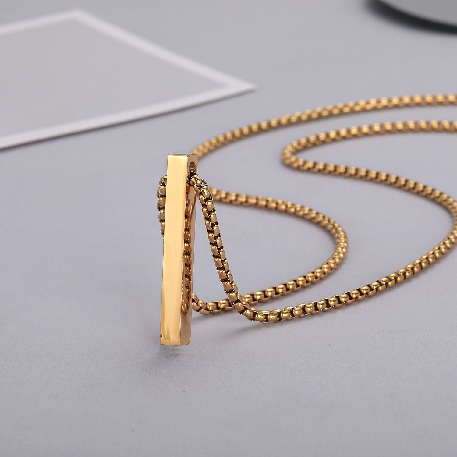MYKI Anti-Tarnish Long Bar Pendant Necklace (MKMC130-MPC)