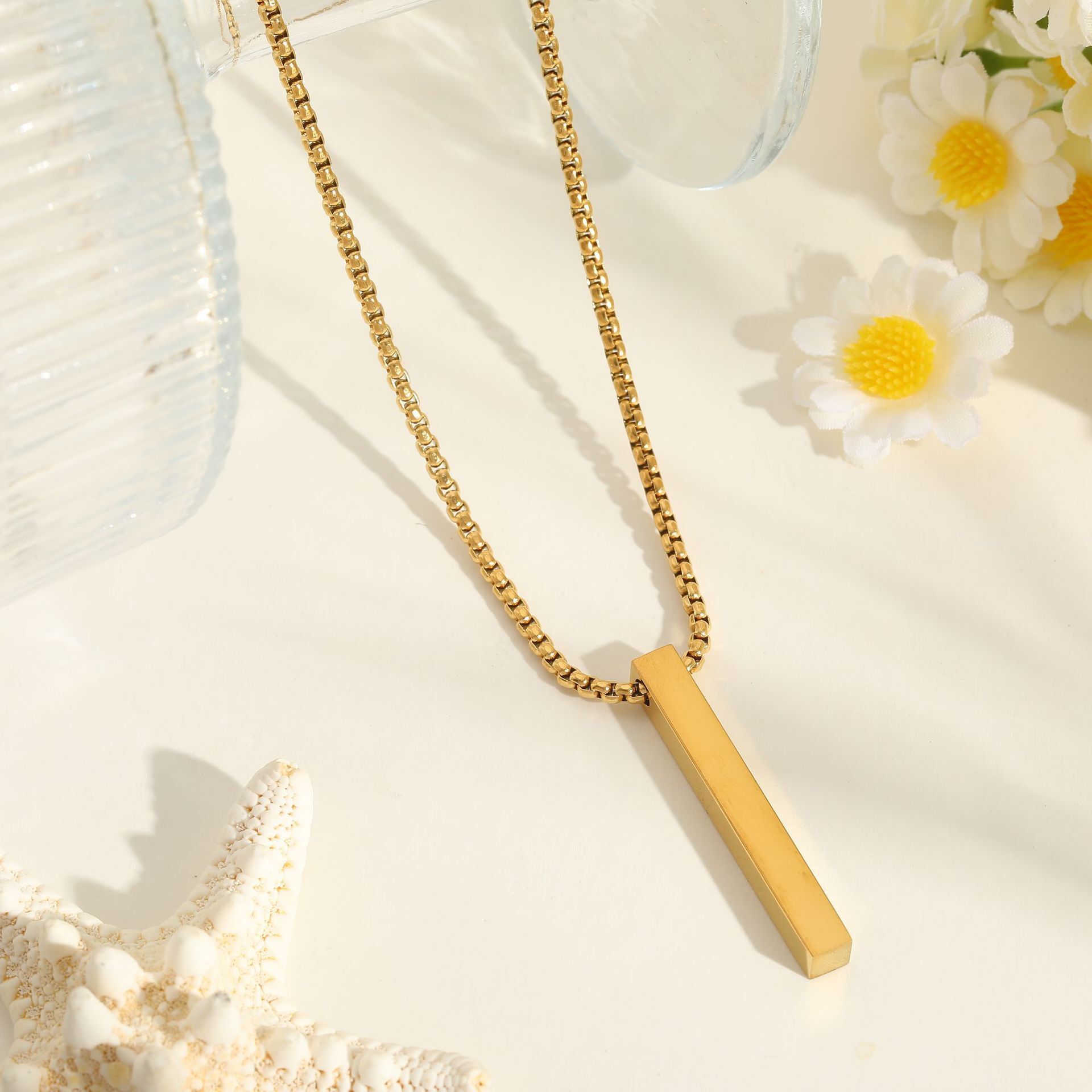MYKI Anti-Tarnish Long Bar Pendant Necklace (MKMC130-MPC)