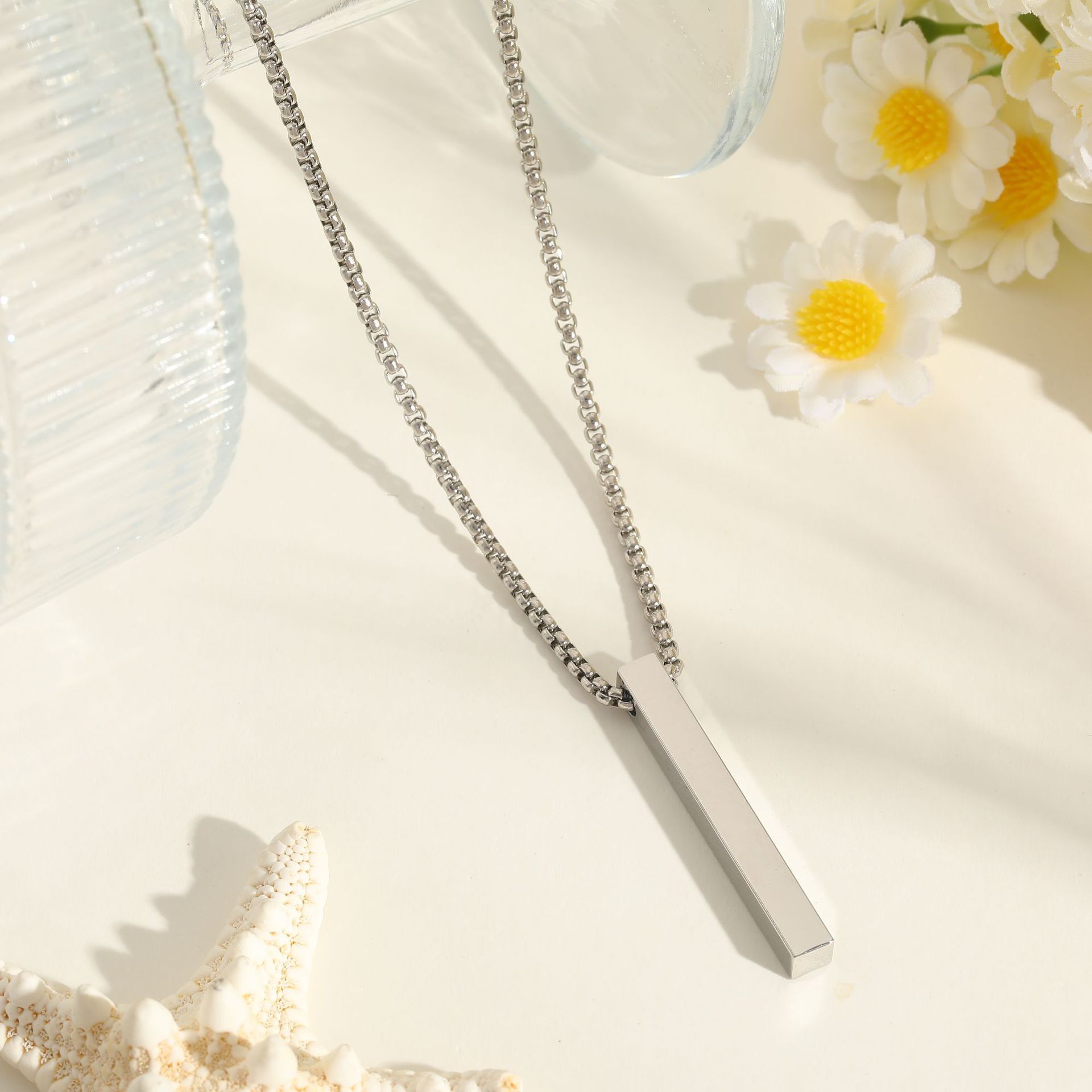MYKI Anti-Tarnish Long Bar Pendant Necklace (MKMC130-MPC)