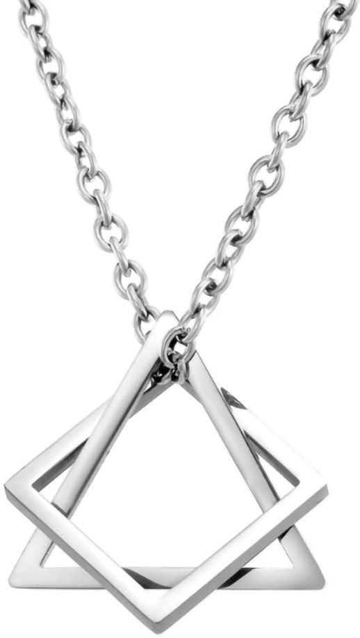 MYKI Anti-Tarnish Interlocked Geometric Square Pendant Necklace – Silver (MKMC132S-MPC)