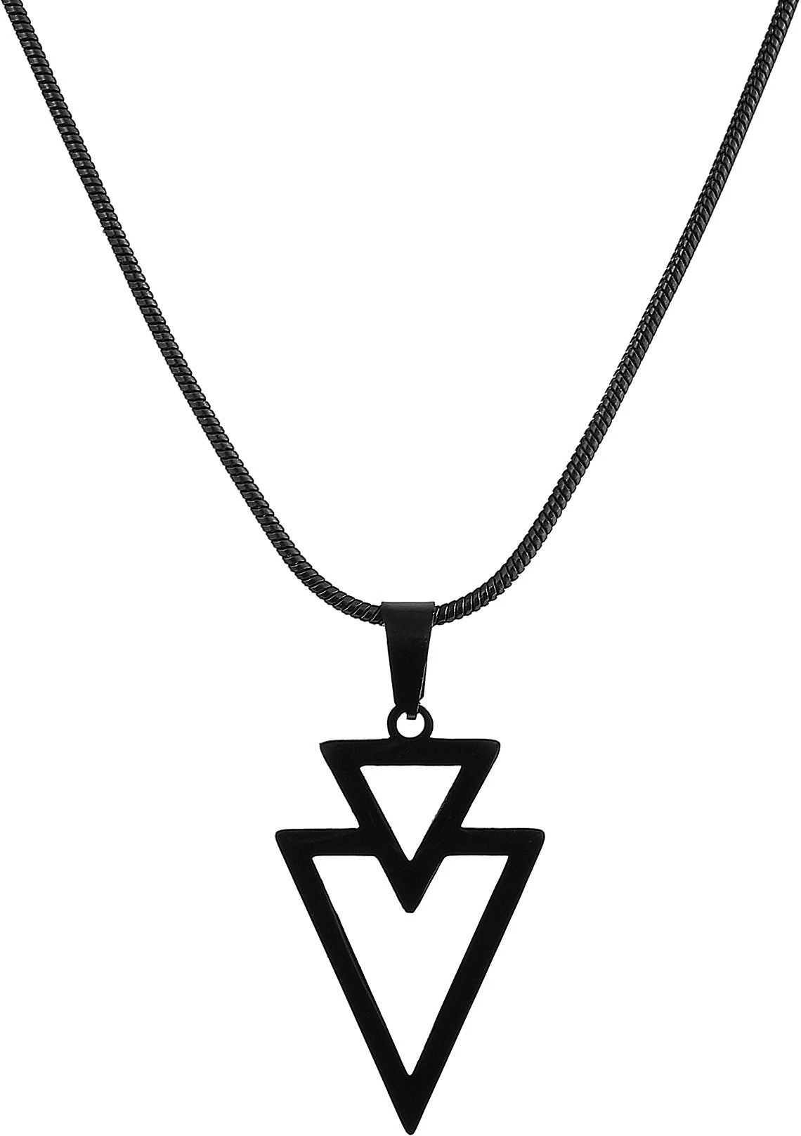 MYKI Anti-Tarnish Double Triangle Pendant Necklace (MKMC133-MPC)
