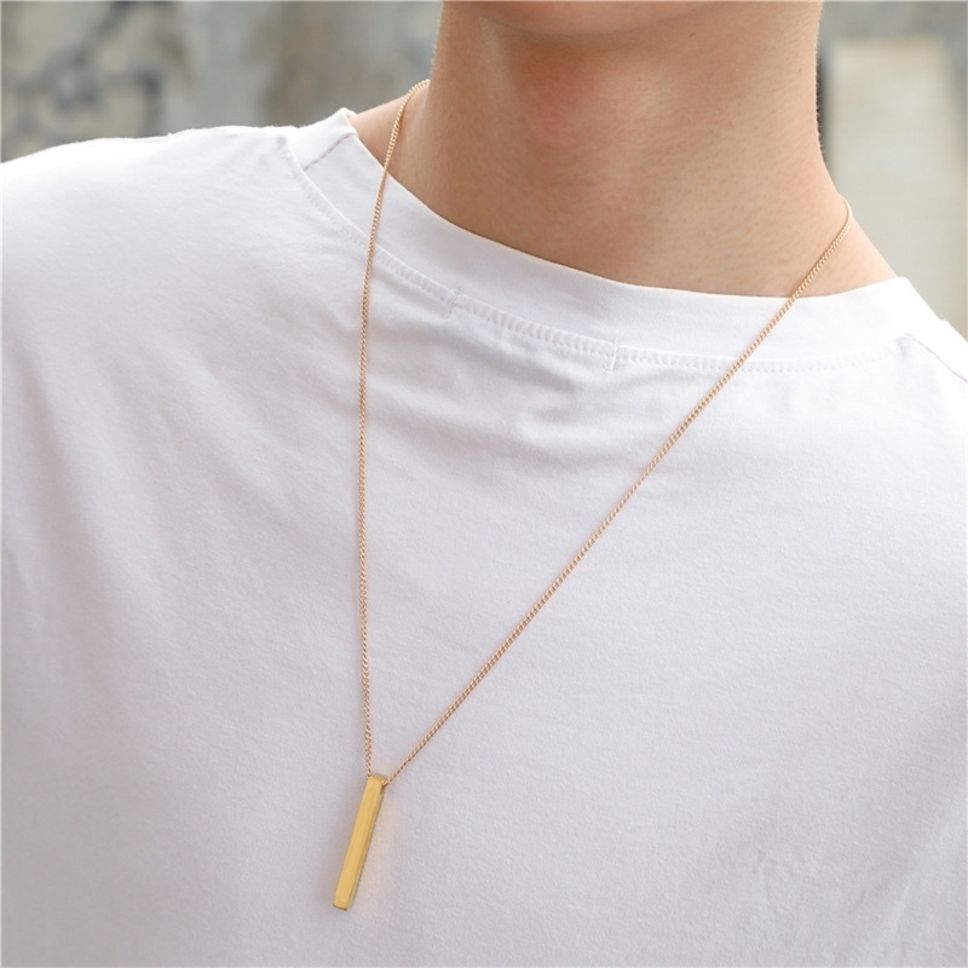 MYKI Anti-Tarnish Textured Bar Pendant Necklace (MKMC135-MPC)