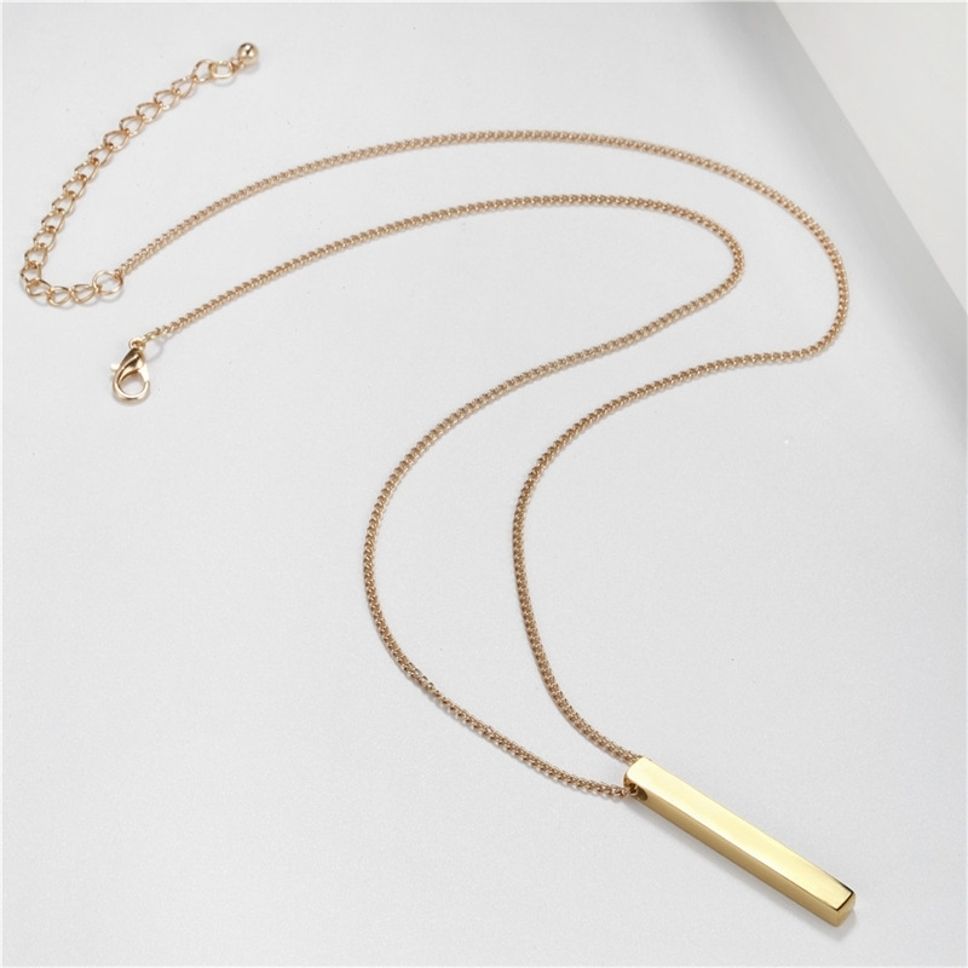 MYKI Anti-Tarnish Textured Bar Pendant Necklace (MKMC135-MPC)