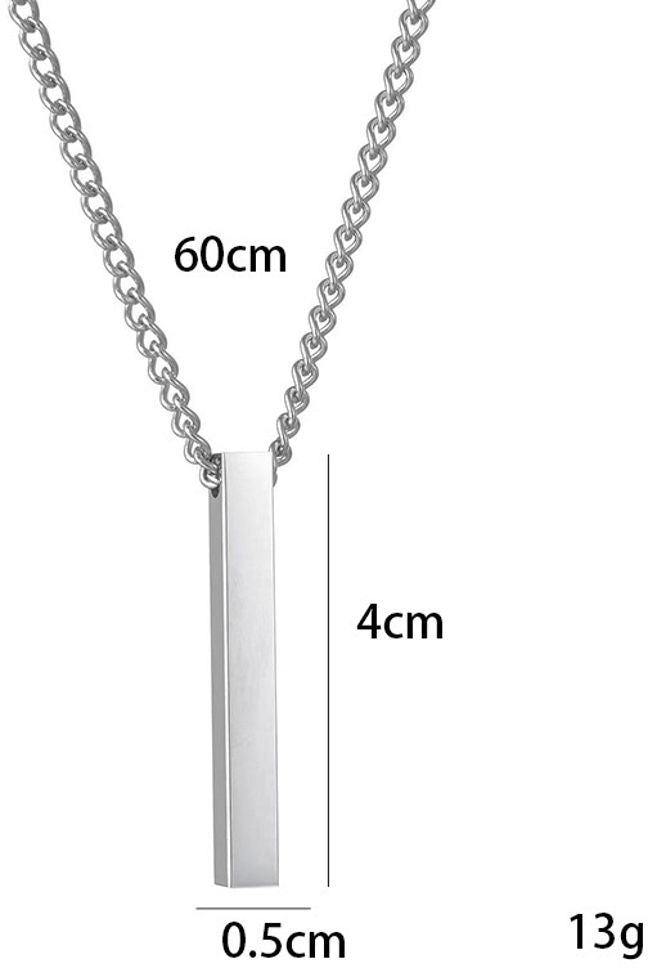 MYKI Anti-Tarnish Textured Bar Pendant Necklace (MKMC135-MPC)
