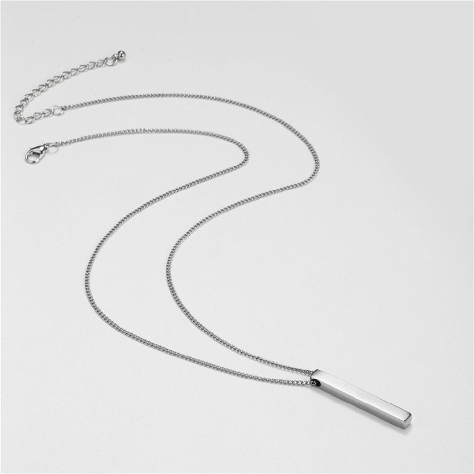 MYKI Anti-Tarnish Textured Bar Pendant Necklace (MKMC135-MPC)