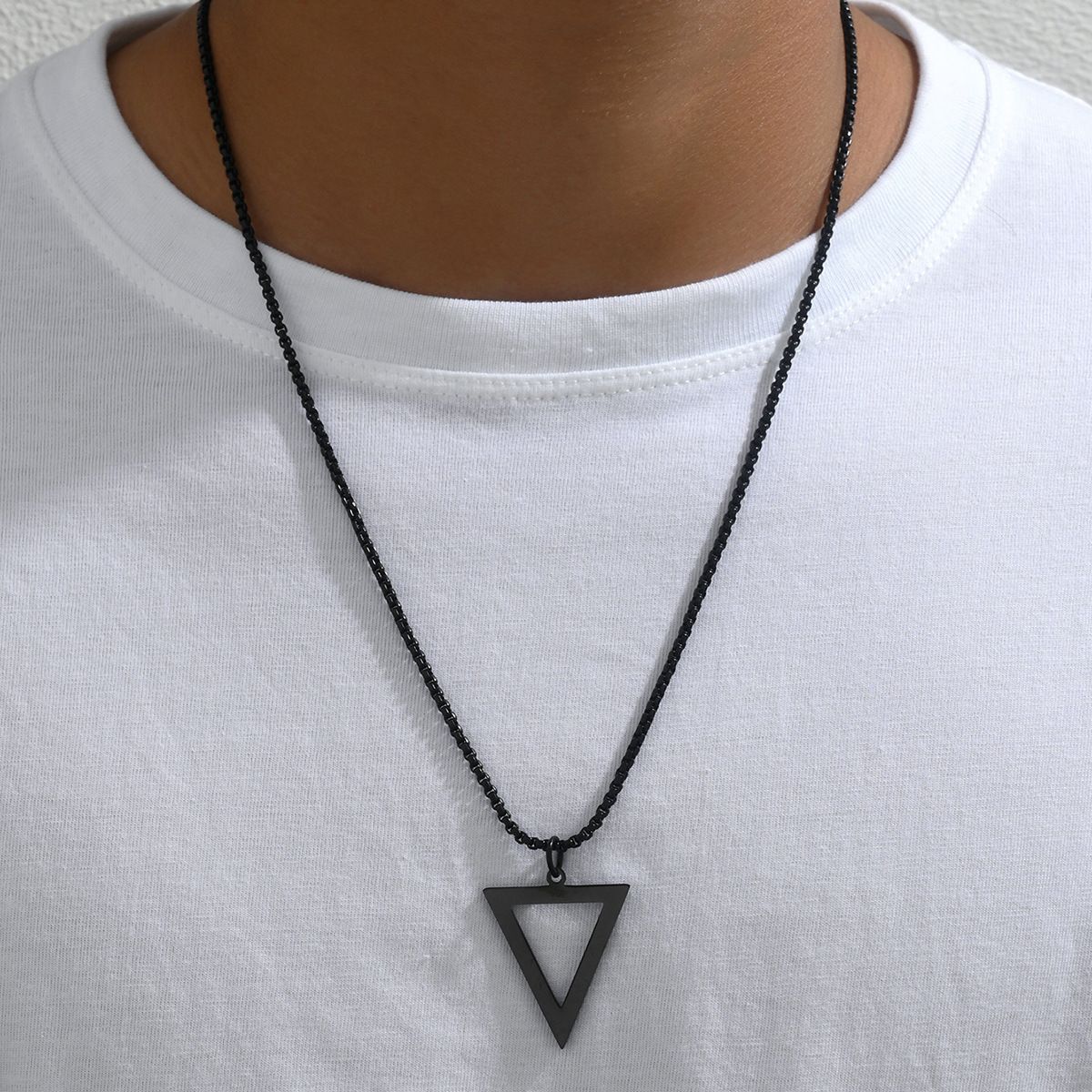MYKI Anti-Tarnish Triangle Cutout Pendant Necklace (MKMC136-MPC)