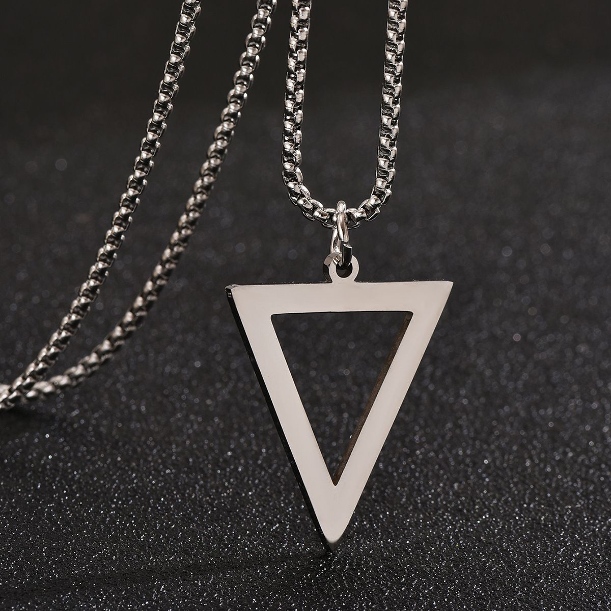 MYKI Anti-Tarnish Triangle Cutout Pendant Necklace (MKMC136-MPC)