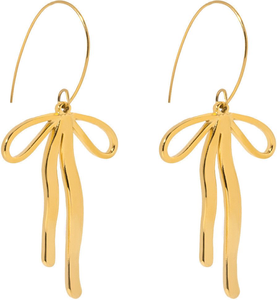 MYKI Gold Plated Ribbon Bow Long Drop Earrings | Anti Tarnish Finish (MKERCH1055G-SSYI)