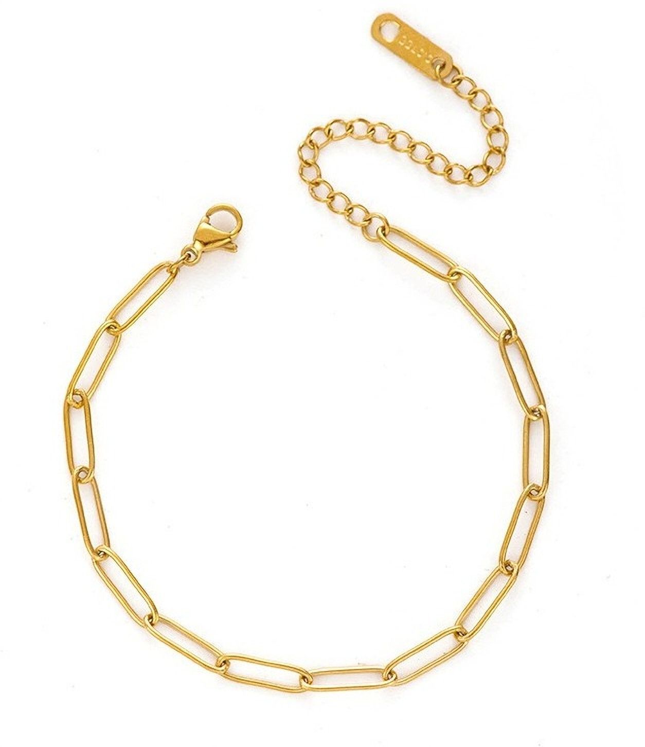 MYKI Gold Plated Oval Link Chain Bracelet | Anti Tarnish Finish(MKBRAD714G-SSYI)