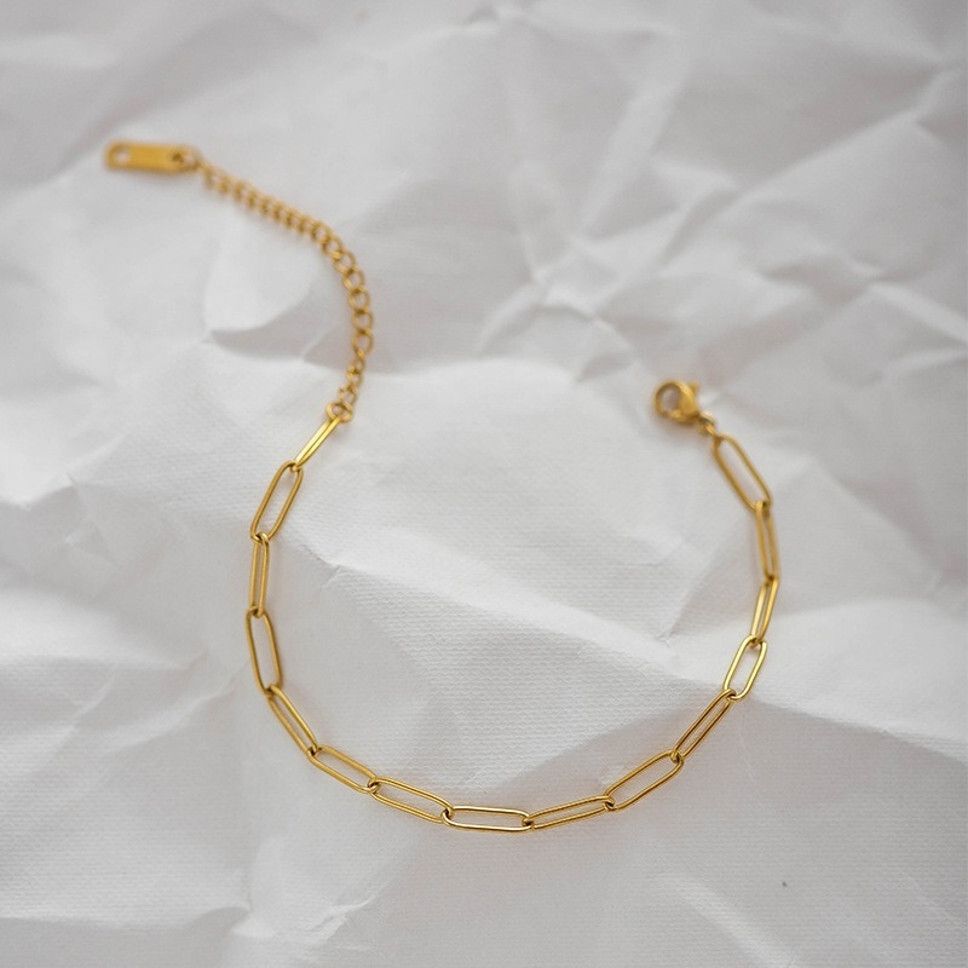 MYKI Gold Plated Oval Link Chain Bracelet | Anti Tarnish Finish(MKBRAD714G-SSYI)