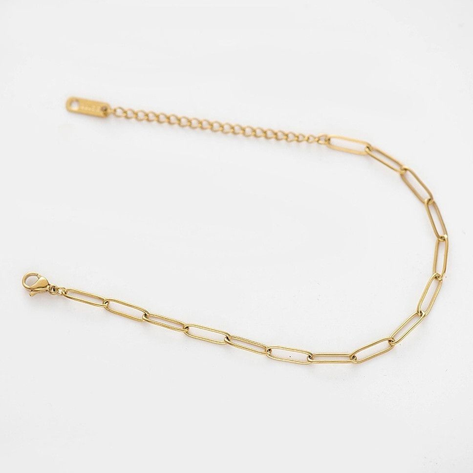 MYKI Gold Plated Oval Link Chain Bracelet | Anti Tarnish Finish(MKBRAD714G-SSYI)