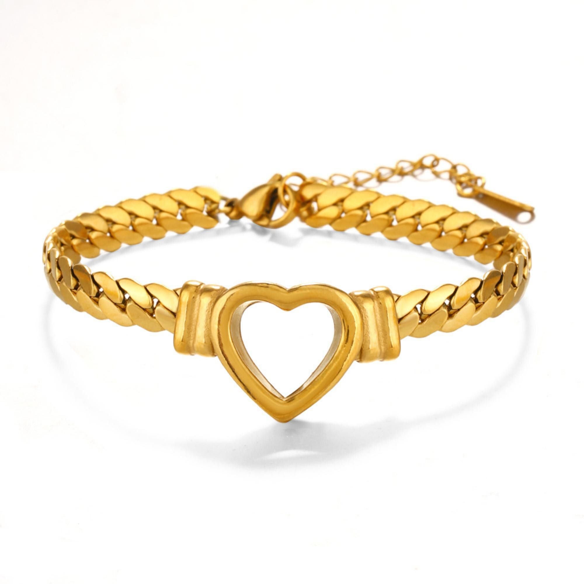 MYKI Heart Cutout Bracelet | Anti-Tarnish Stainless Steel(MKBRAD723-SSYI)