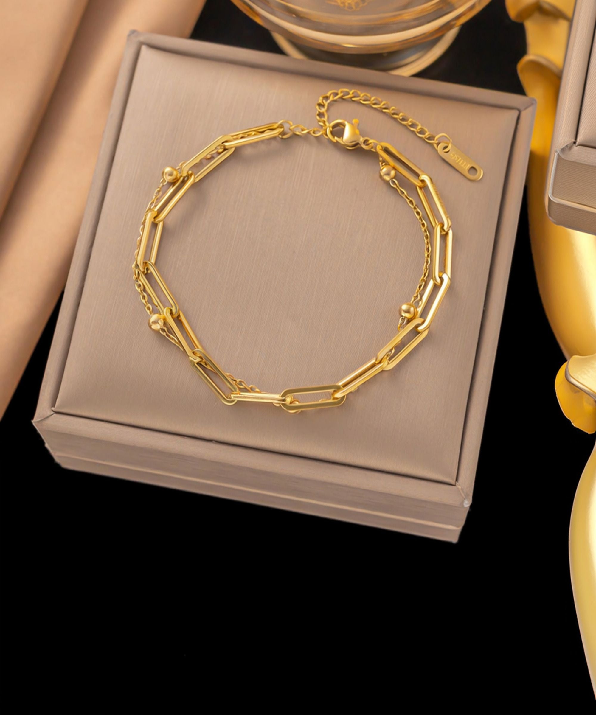 MYKI Dual Layer Beaded Chain Bracelet(MKBRAD747-SSYI)