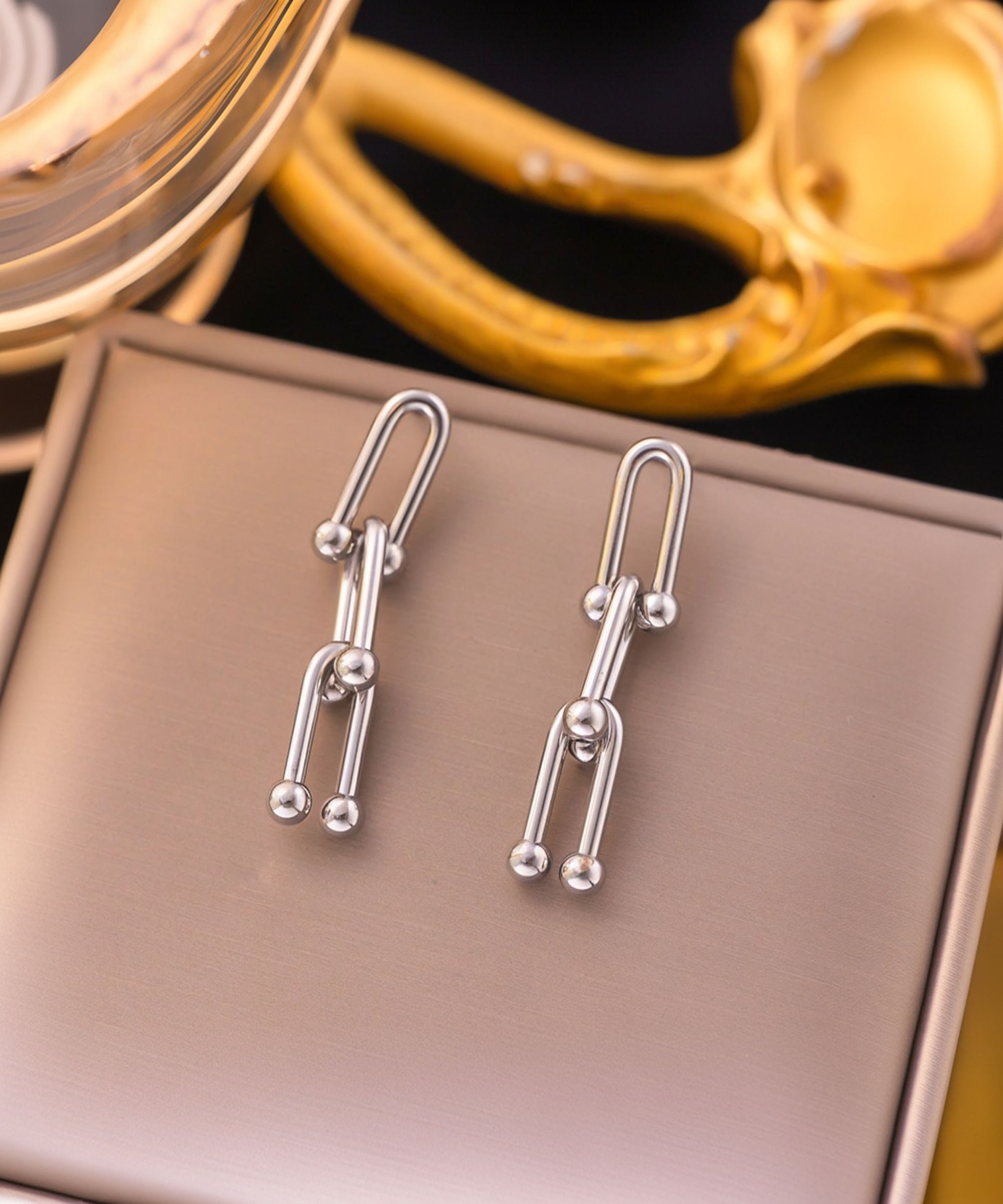 MYKI Silver Plated Geometric Anti-Tarnish Long Dangle Earrings (MKERCH927S-SSYI)